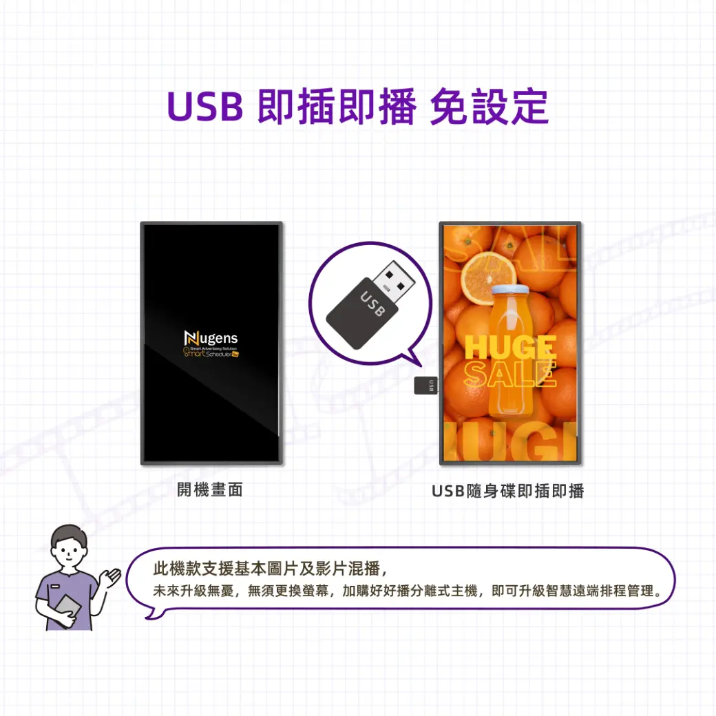 免設定插上USB即可播放