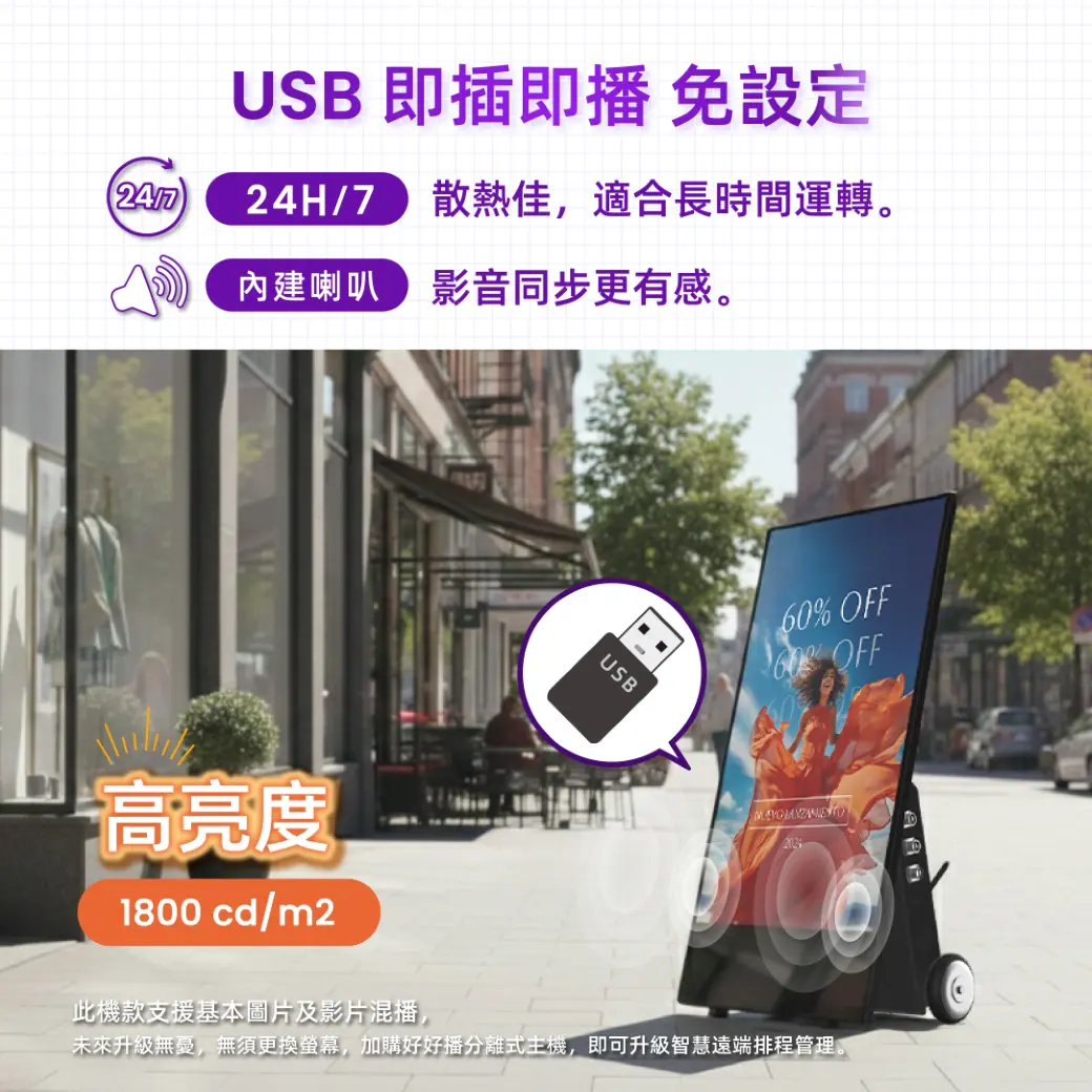 免設定插上USB即可播放